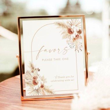 Boho Beige Favors Sign | Pampas Grass Shower
