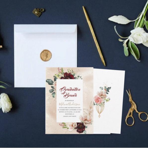 Boho Beige Flowesr watercolor graduation brunch