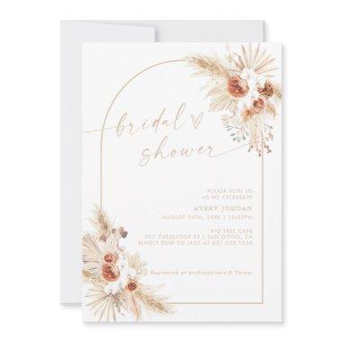 Boho Beige Pampas Grass Bridal Shower Invitations