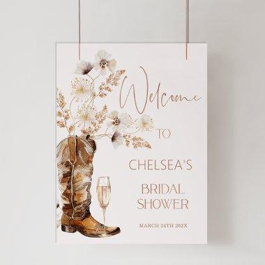 Boho Beige Wildflowers Boots  Welcome Photo Print
