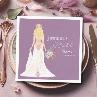 Boho Blonde Hair Bride With Flowers Napkins