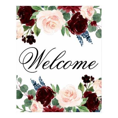 Boho Bloom | Burgundy and Navy Any Event Welcome Poster