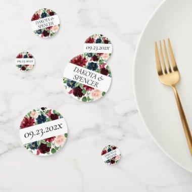 Boho Bloom | Burgundy Blush and Navy Blue Custom Confetti