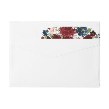 Boho Bloom | Burgundy Red and Navy Blue Address Wrap Around Label