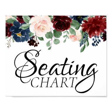 Boho Bloom | Burgundy Red and Navy Blue Seating Poster