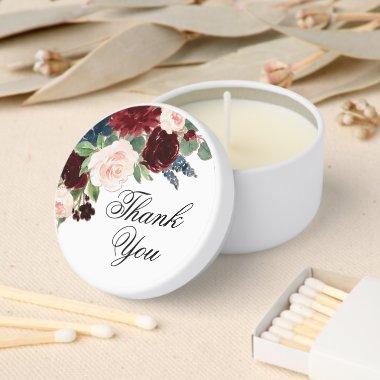 Boho Bloom | Burgundy Red and Navy Blue Thank You Mini Candle Favors