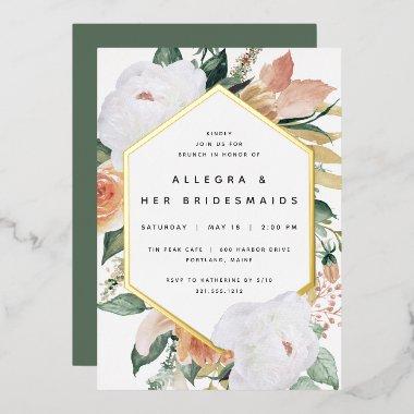 Boho Blooms Modern Floral Bridesmaids Brunch Foil