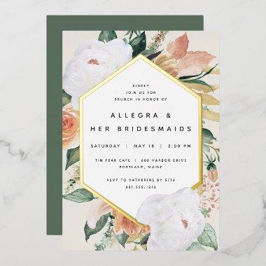 Boho Blooms Modern Floral Bridesmaids Brunch Foil
