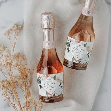 Boho Blooms Personalized Cheers to Love Sparkling Wine Label
