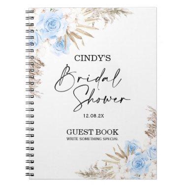 Boho Blue Brown Floral  Guest Notebook