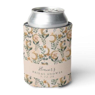 Boho Blush Botanical Moon Custom Bridal Shower Can Cooler