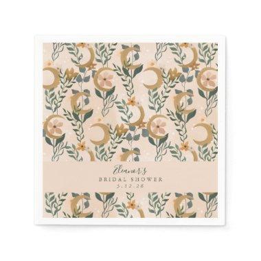 Boho Blush Botanical Moon Custom  Napkins