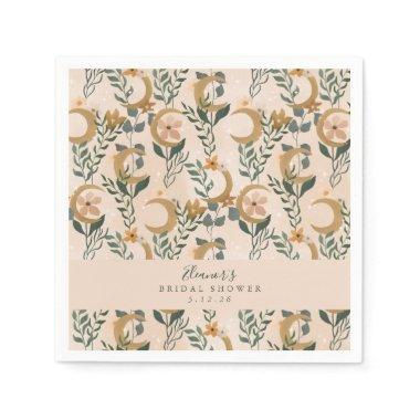 Boho Blush Botanical Moon Custom Bridal Shower Napkins