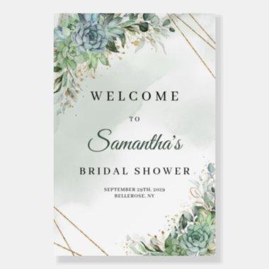 Boho blush floral eucalyptus gold bridal shower fo foam board