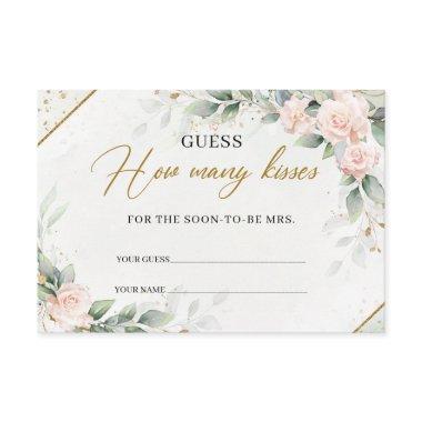 Boho Blush floral eucalyptus gold How Many Kisses Enclosure Invitations