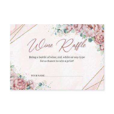 Boho Blush floral faux gold eucalyptus Wine Raffle Enclosure Invitations