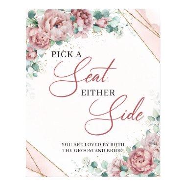 Boho Blush floral gold Pick a Seat Either Side Poster