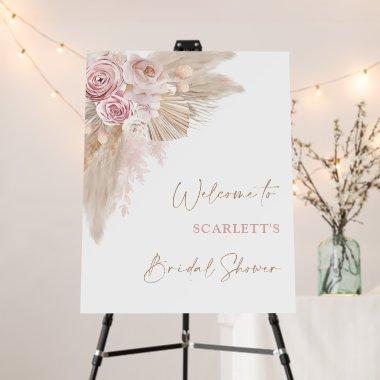 Boho Blush Floral Pampas Grass Bridal Welcome Foam Board