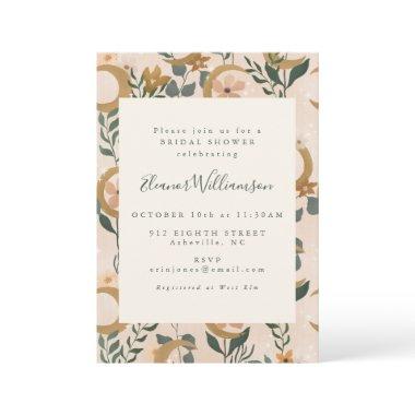 Boho Blush Green Botanical Moon Bridal Shower Invitations