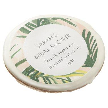 Boho Blush Green Tropical Palm  Sugar Cookie