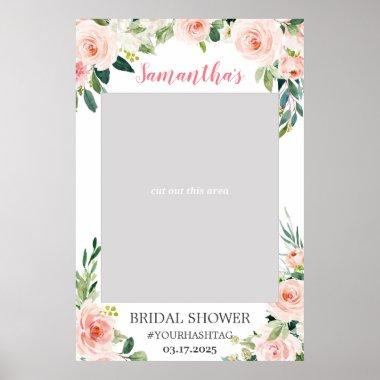 Boho blush pink ethereal floral photo prop booth poster
