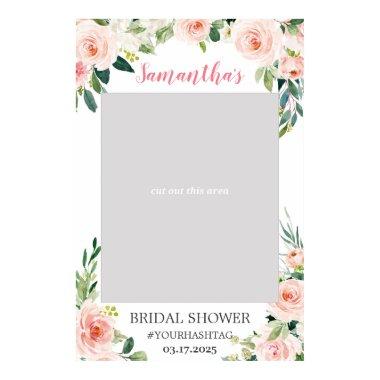Boho blush pink ethereal floral photo prop booth poster
