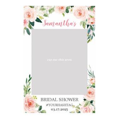 Boho blush pink ethereal floral photo prop booth poster