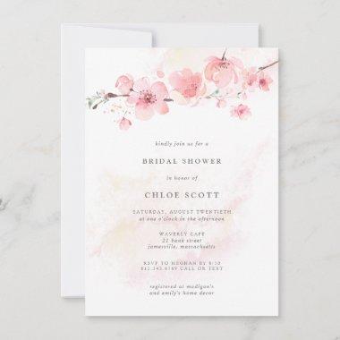 Boho Blush Pink Floral Bridal Shower Invitations