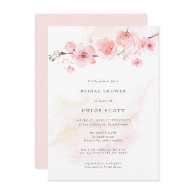 Boho Blush Pink Floral Bridal Shower Invitations