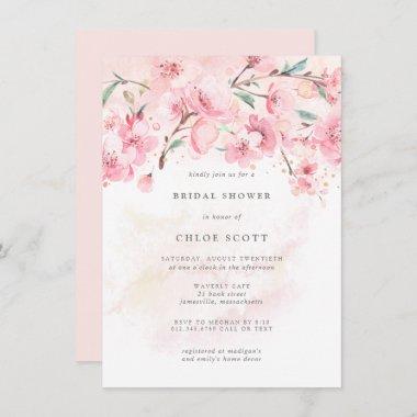 Boho Blush Pink Floral Bridal Shower Invitations