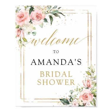 Boho blush pink floral bridal shower welcome sign