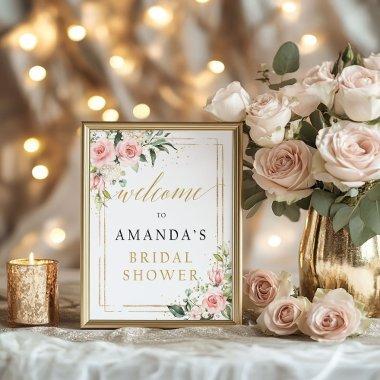 Boho blush pink floral  welcome sign