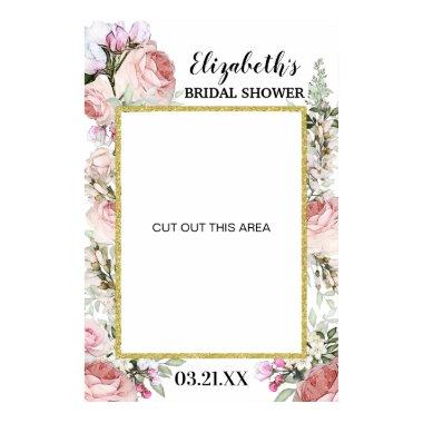 Boho Blush Pink Floral Photo Booth Frame Prop Poster