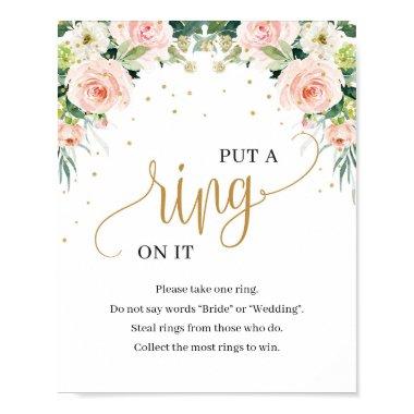 Boho blush pink floral put a ring on it game sign