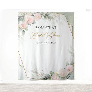 Boho blush pink roses greenery gold  tapestry