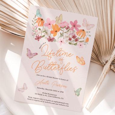 Boho blush wildflowers butterflies bridal shower Invitations