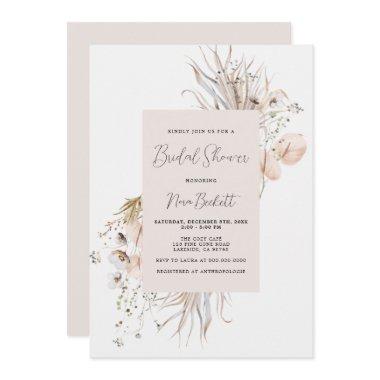 Boho Botanical Frame Bridal Shower Invitations