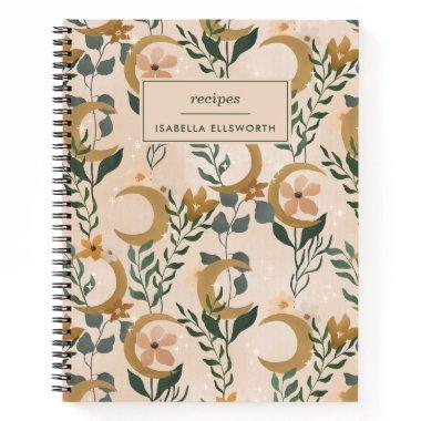 Boho Botanical Moons Blush Personalized Recipe Not Notebook