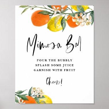 Boho Botanical Orange and Lemon Mimosa Bar Poster
