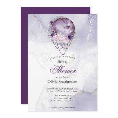 Boho Bridal Shower Amethyst Maroon Full Moon Invitations