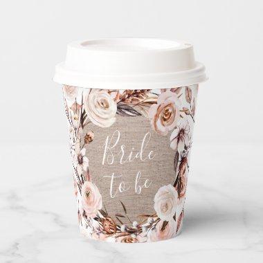 Boho Bridal Shower Cups Burlap Bride To Be