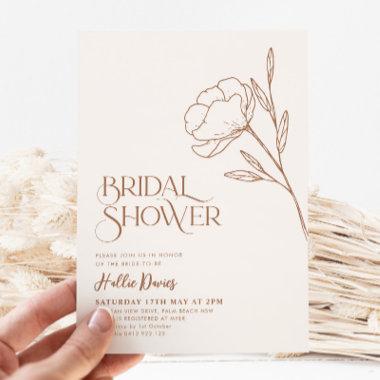 Boho Bridal Shower Minimal Terracotta Floral Invitations