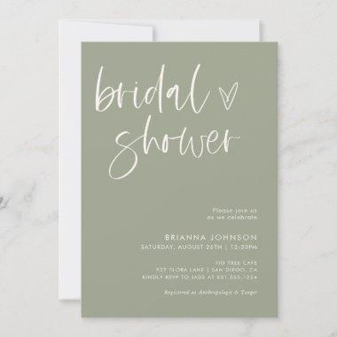 Boho Bridal Shower | Minimalist Sage Green Bridal Invitations