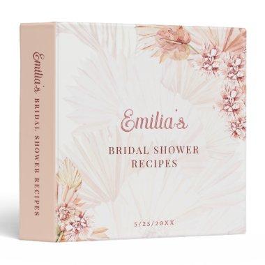 Boho Bridal Shower Recipes Bohemian Pampas Grass 3 Ring Binder