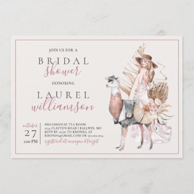 Boho Bride and Formal Llama Bridal Shower Invitations