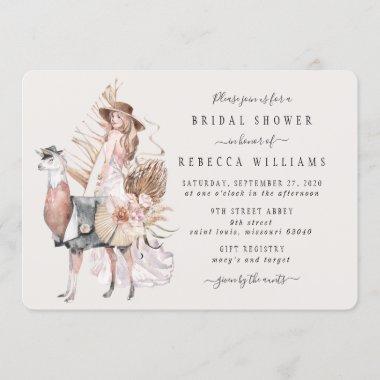 Boho Bride and Llama Bridal Shower Invitations