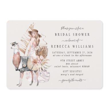 Boho Bride and Llama Bridal Shower Invitations