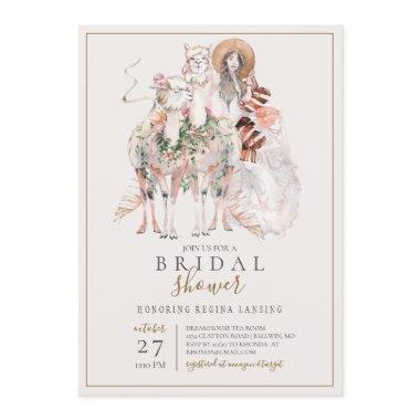 Boho Bride and Llamas Bridal Shower Invitations