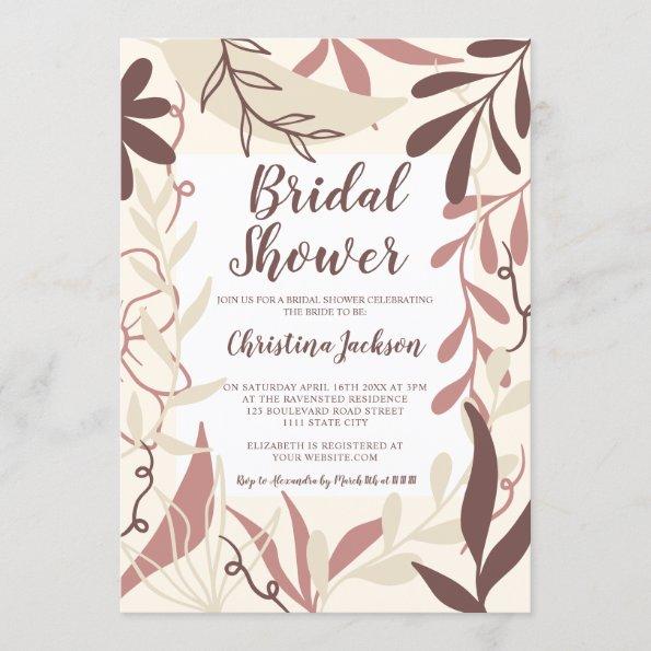 Boho brown chocolate floral fall bridal shower Invitations