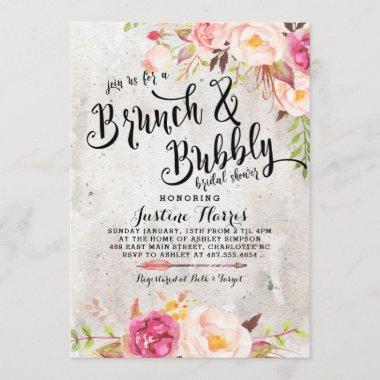 Boho Brunch and bubbly Bridal Shower Invitations
